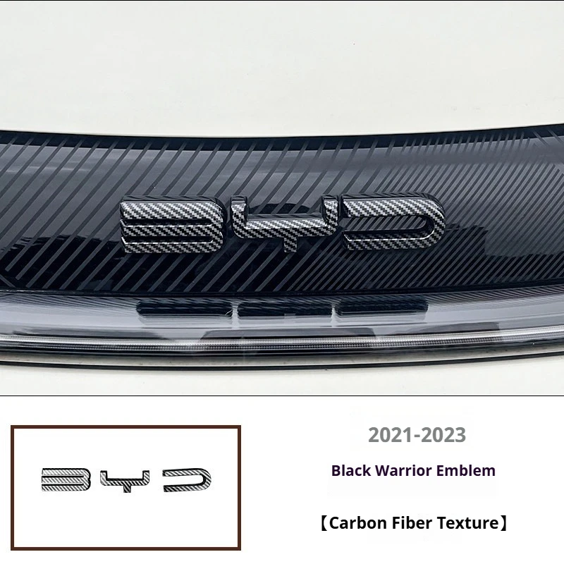 Für BYD Dolphin 2021-2026: Schwarzer Krieger Frontemblem aus Kohlefaser – Nicht demontierbare Abdeckung für die Frontmodifikation – Detail 10