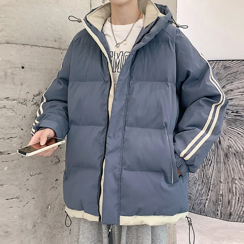 

Мужское зимнее пальто Thiened Cotton Jaet с капюшоном, модное хлопковое пальто из Гонконга, свободная модная хлопковая одежда