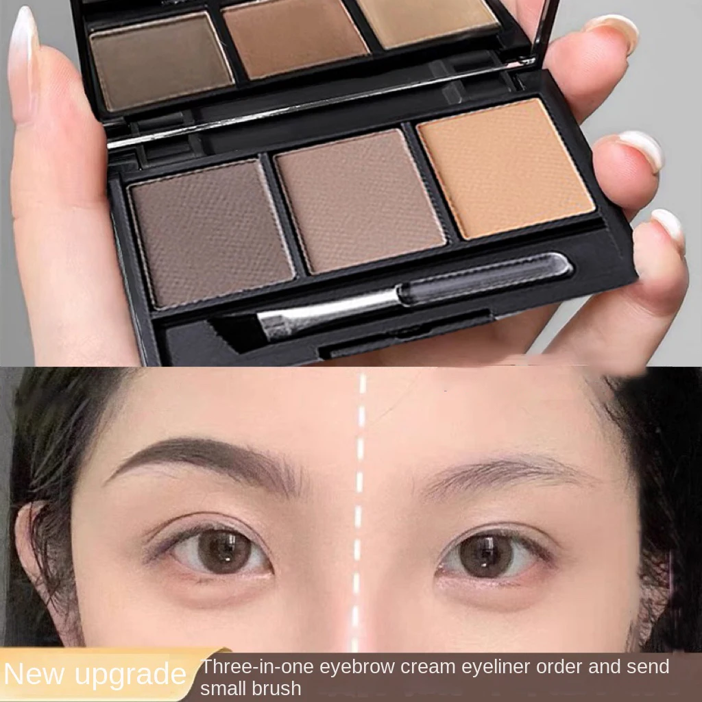 3 Color Eyebrow Powder Palette Cosmetic Brand Eye Brow Enhancer Professional Waterproof Makeup Eye Shadow With Brush Mirror Box