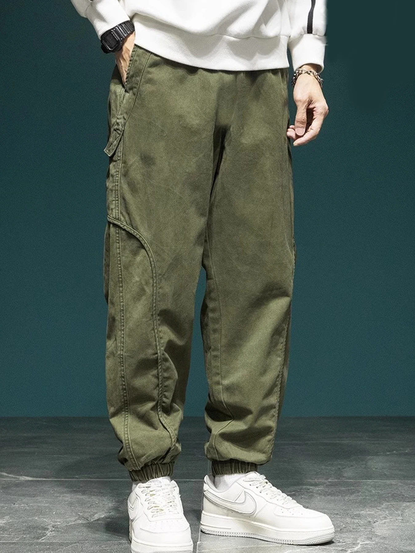 

Mens Spring Pocket Overalls New Japanese Trousers Trendy Splicing Design Outdoor Loose Casual Pants Big Size Oversized Trousers