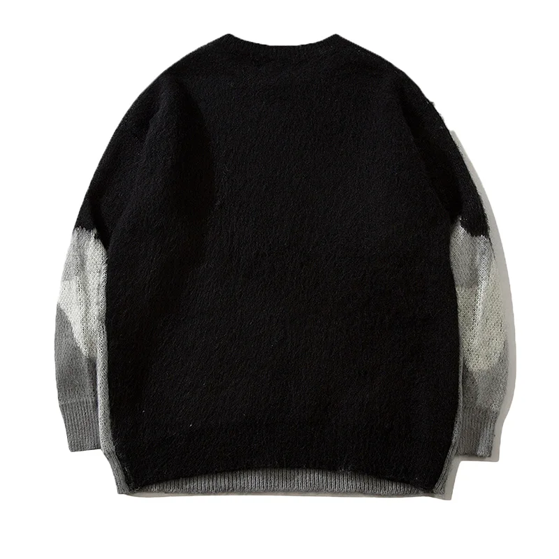 Women\'s New Autumn And Winter Black Cat Sweater Unisex Round Neck Casual Knitted Pullover