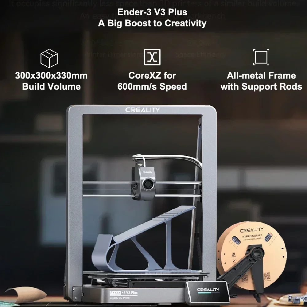 Creality Ender 3 V3 Plus 3D Printer XZ Core 600mm/s Direct Extruder Auto Load Filament CR Touch Silent All-Metal Auto Leveling