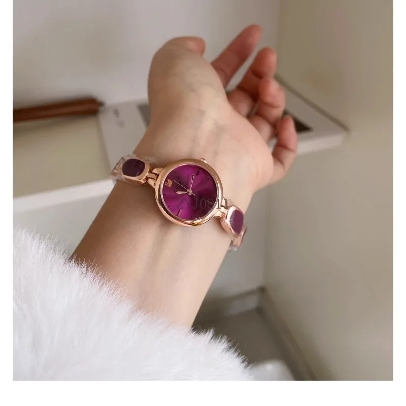 Milk tea color bracelet watch simple temperament small round watch versatile workplace girls quartz watch