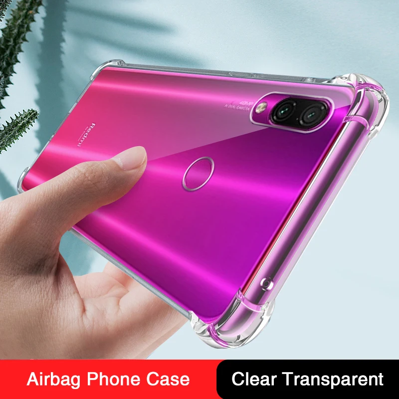 

Soft Silicone Shockproof Phone Case for Xiaomi Redmi Note7 note 7 Pro 7S 7Pro Airbag Transparent TPU Original Back Covers Fundas