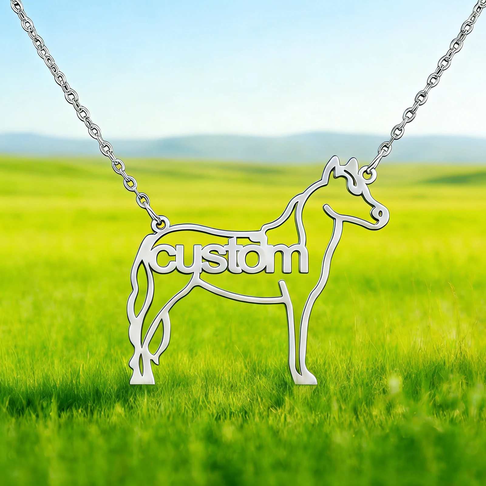 

Ожерелье с индивидуальным именем и лошадью для любителей лошадей, кулон из нержавеющей стали на день Святого Валентина, 2026, новогодние подарки со знаком зодиака и лошади
