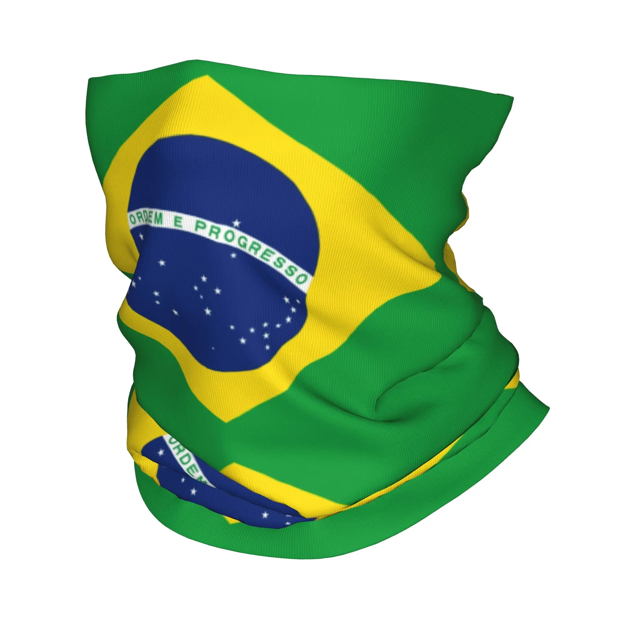 Flag of Brazil Bandana Neck Gaiter UV Protection Face Scarf Cover Women Men Brazilian Flag Headband Tube Balaclava