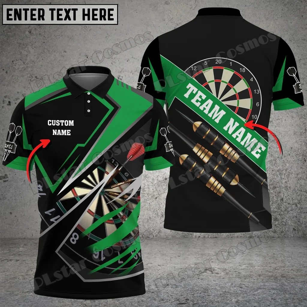 Darts für Team Design mehrfarbigen personal isierten Namen 3d gedruckt Mode Herren Polos hirt Sommer Unisex lässig Polos hirt Pol142