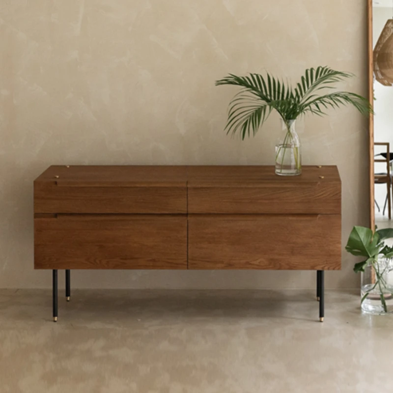 

Modern Quiet Style Living Room Solid Wood TV Cabinet Home Small Apartment Entrance Retro Audiovisual Cabinet