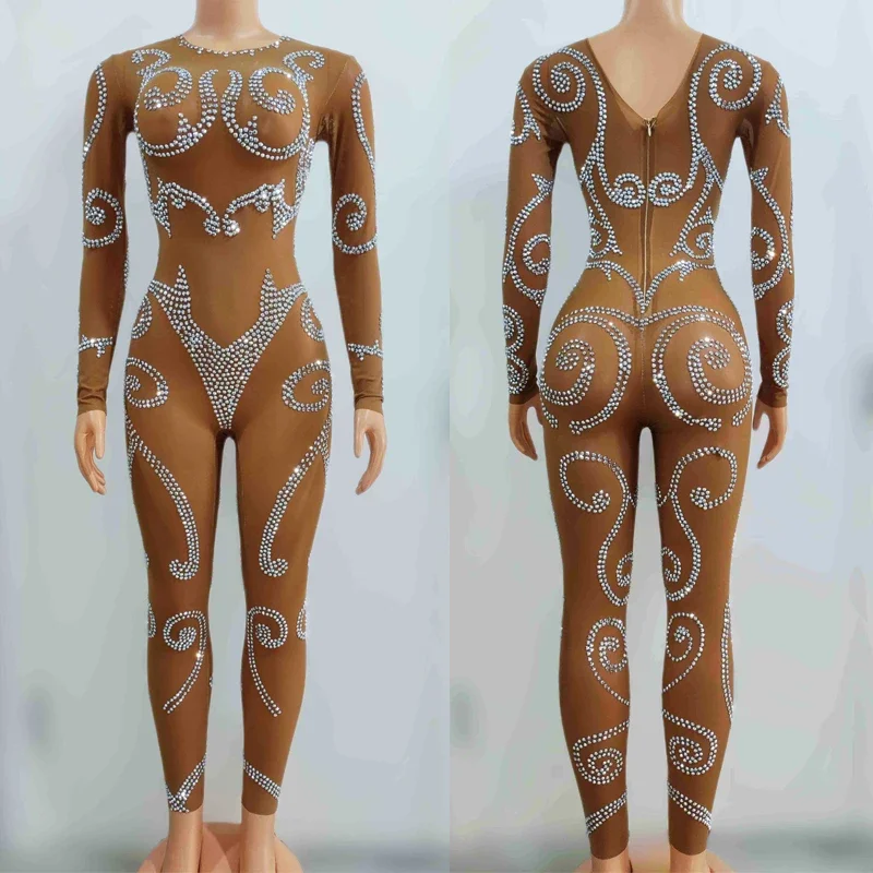 Sexy Perspektive Mesh Overall Frauen Gogo Dance Kostüm Strass Bar Nachtclub Ds Dj Rave Tragen Pole Dance Outfit XS7430