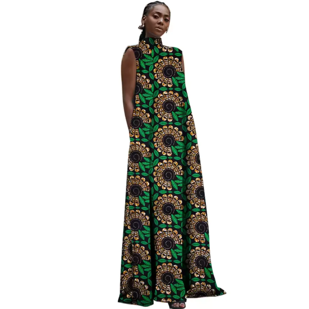 

Sleeveless African Dresses for Women Long Maxi Dress Lady Robe Women African Clothes