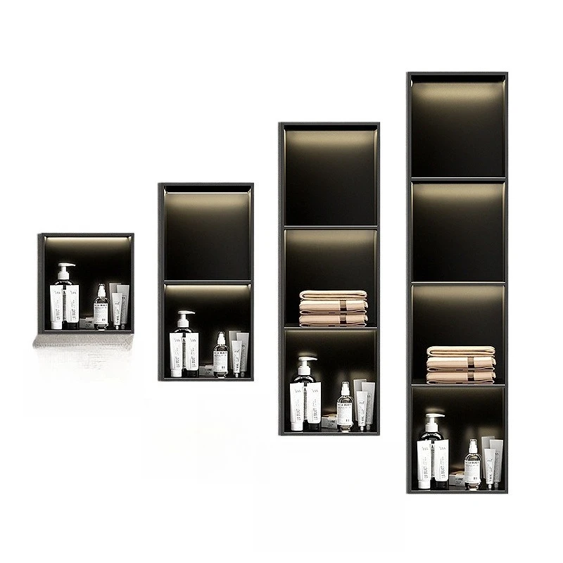Stainless steel niche cabinet double baffle metal TV cabinet niche embedded finished toilet bathroom rack