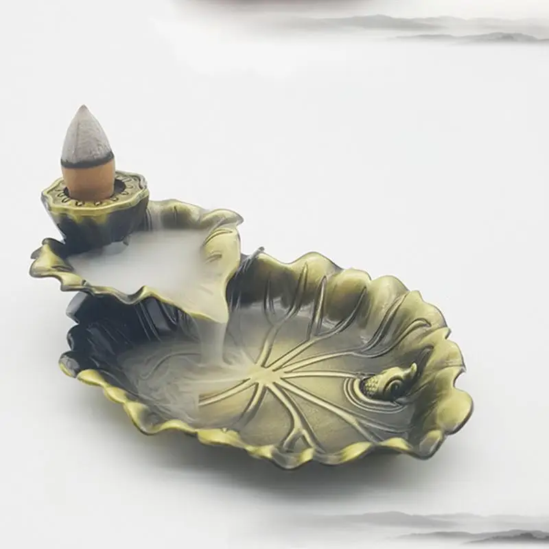 Leaf Tower Incense Ceramic Burner Fragrance Holder Backflow Censer Creative Aromatherapy Smoke Reflux Incense Stick Incense