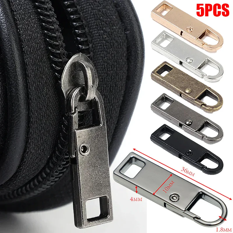 Reemplazo de tirador deslizante de cremallera de aleación de Zinc para maleta, mochila, reparación de pantalones vaqueros, sin costura, arreglo instantáneo multicolor, 4/12 Uds.