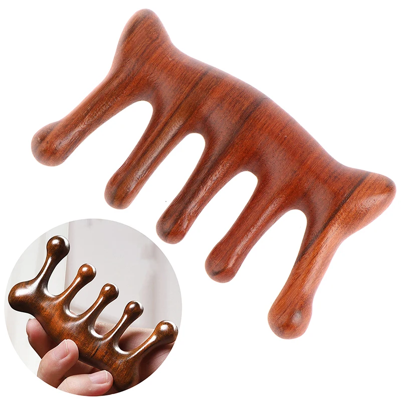 Wood Therapy Massage Comb Head Face Scalp Gua Sha Massager Natural Facial Sandalwood Wide Tooth Gua Sha Scraping Body Massage