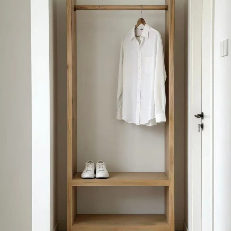 

Thickened solid wood stable coat rack Floor-to-ceiling bedroom hanger Large capacity multi-layer storage rack