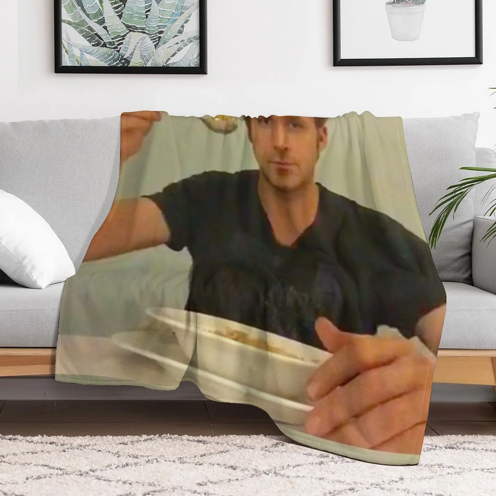 ryan gosling eats his cereal Throw Blanket Decorative Sofas Fluffys Large Heavy for sofa Blankets