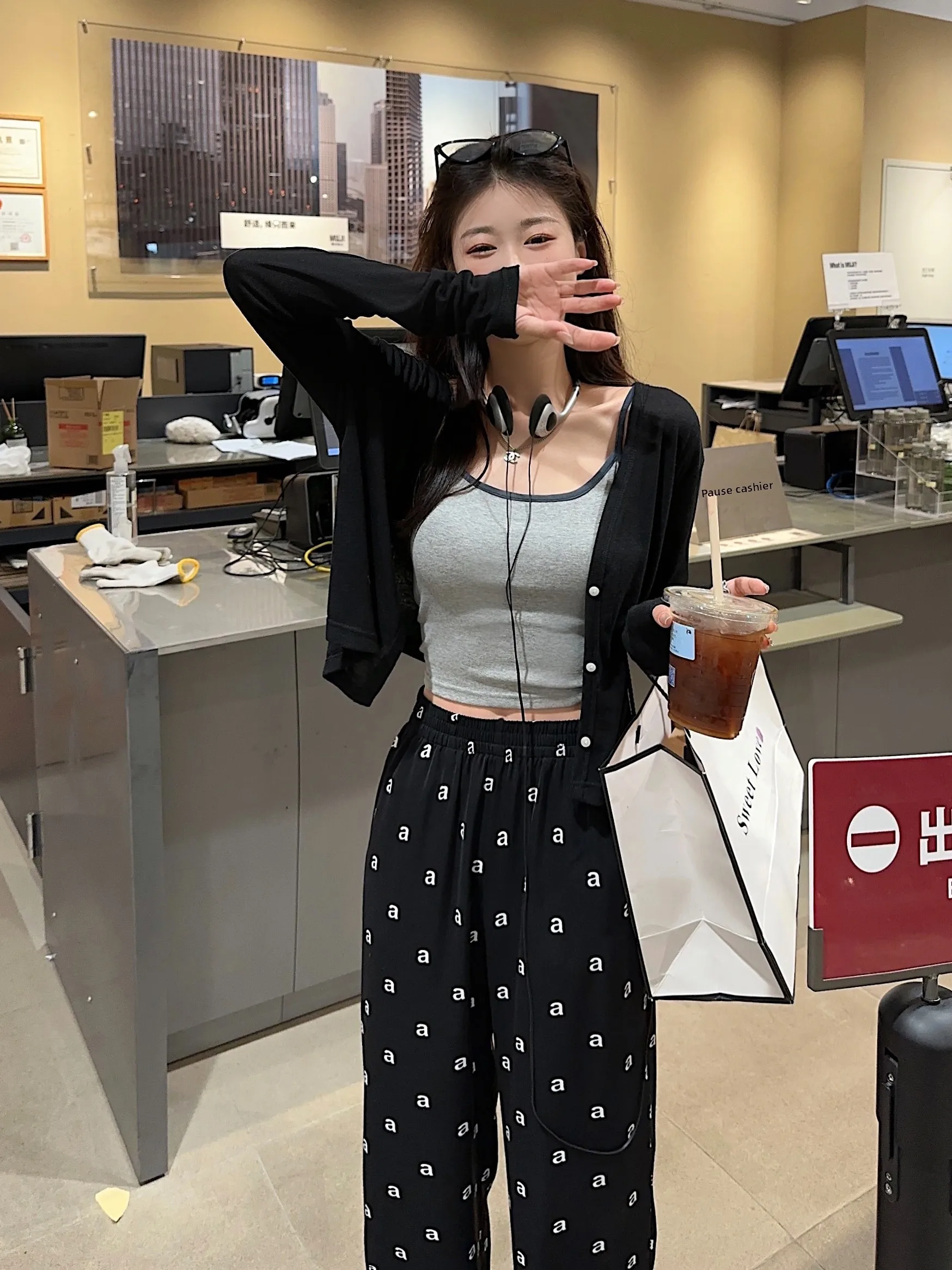 

Bla Casual Set Sunscreen Jaet Letter Print Women's Tee-Piece Suit Autumn Faion Outfit Student School orm Workwear