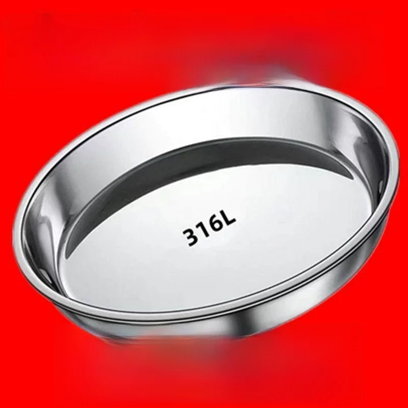

Commercial Grade 316 Stainless Steel round Plate Flat Bottom for Making Cold Skin Gong Gong Commercial Serving Tray