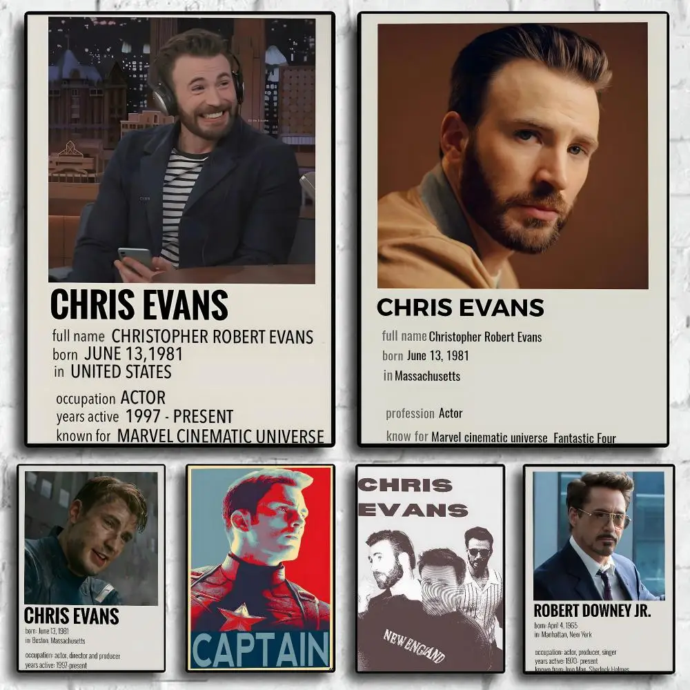 actor Chris Evans Poster Wall Posters Art Print HD Print Self-Adhesive Waterproof Wall Stickers Room Decoration