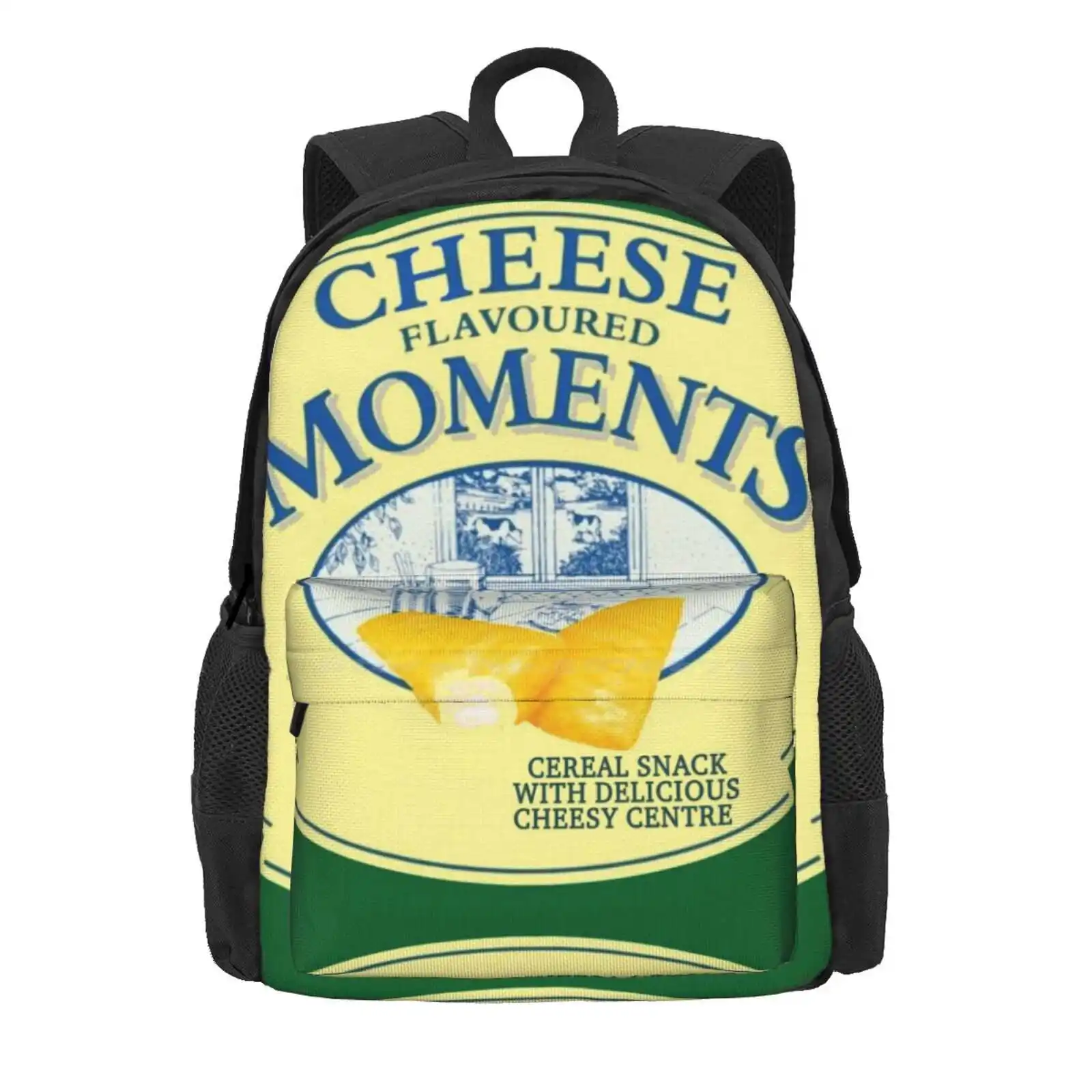 Cheese Moments Hot Sale Schoolbag Backpack Fashion Bags Snack Food Crisps Chips Pub Retro 80S 90S Eighties Nineties Funny