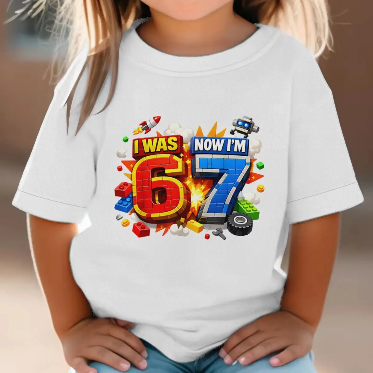 I Was 6 Now I'm 7 Boys Tee Children's 7th Birthday Gift T-shirt 6 7 Meme Print Soft Cotton T Shirt Boy Girl Summer Clothes