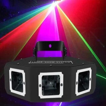 파티 레이저 RGB 선풍기 모양 레이저 스캐닝 라인, 홈 KTV 바 무대 조명 (음성 제어, DMX, 자동) 제어 모드