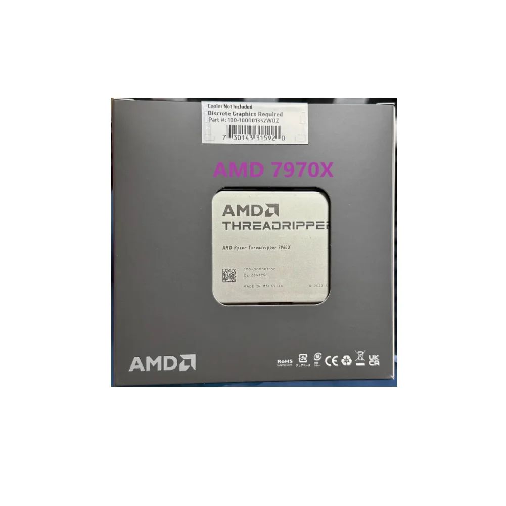 Новый Threadripper Ryzen 7970X 32-ядерный 64-поточный процессор от 4,0 до 5,3 ГГц StormPeak STR5 Процессор в штучной упаковке без кулера в комплекте