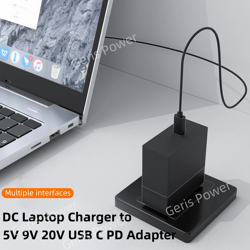 DC para USB C PD Power Adapter Converter, Carregador Conector, 5V, 9V, 20V, Tipo C, Ajuste para Lenovo, Asus, Hp, Dell, Acer Laptop, 100W