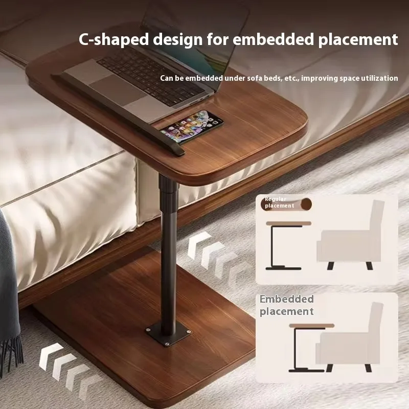 طاولة بجانب السرير متنقلة بارتفاع قابل للتعديل مع صينية كمبيوتر محمول ومكتب قائم دوار لأريكة السرير يستخدم مكتب دراسة محطة العمل المدمجة #2