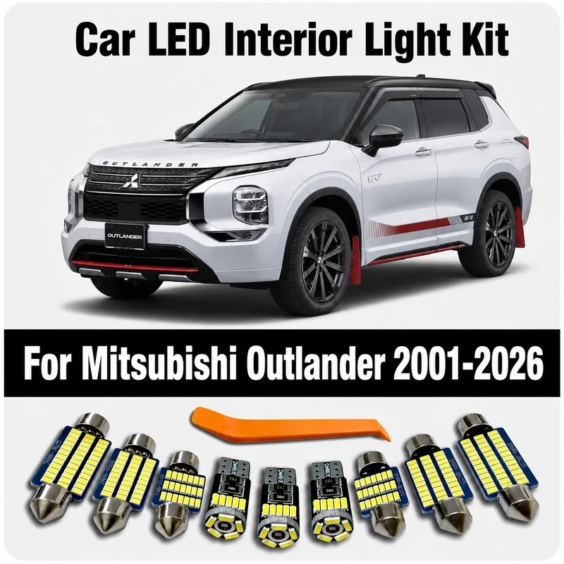 Auto LED Bulb Interior Dome Map Light Kit For For Mitsubishi Outlander 1 2 3 4 I II III IV 2001- 2021 2022 2023 2024 2025 2026