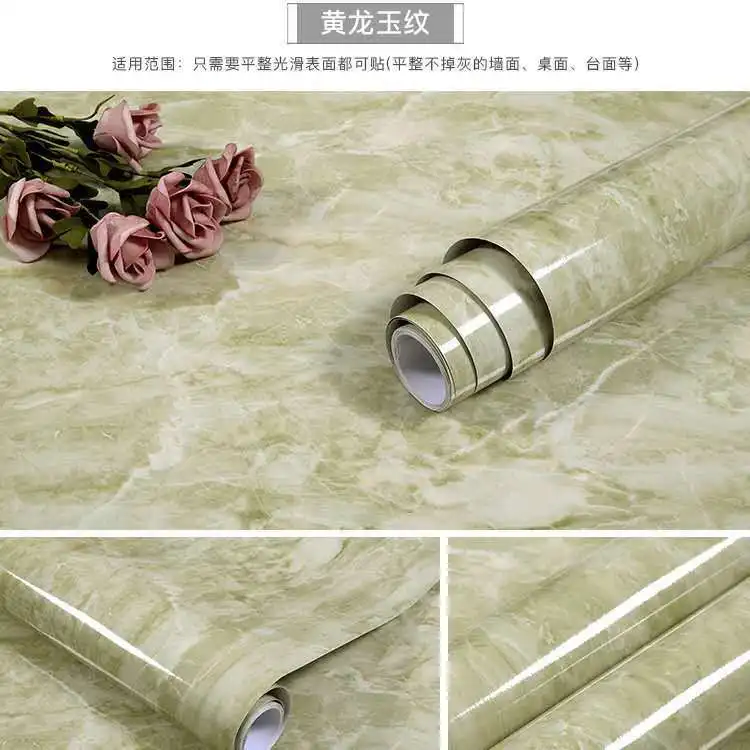Kitchen DIY Self-Adhesive Waterproof Oil-proof PVC Wall Stickers Cabinets Countertop Wallpaper Bathroom Desktop Renovation Films