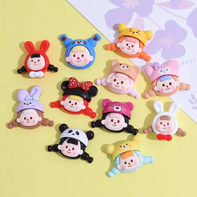 100pcs Resin Cute Drag Baby Flatback Craft Embellishments Scrapbooking For Phone Decor Kawaii Accessories