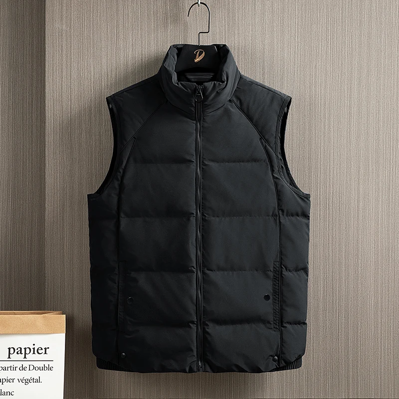 Winter  Autumn Down Warm Vest Casual Tie-in Collar Windproof Warm Selected Fabric Soft and Comfortable Version Loose Down Vest
