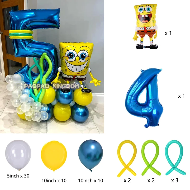 1 مجموعة سبونجبوب سكوير بالون عيد ميلاد مجموعة عدد 1-9st احباط بالون حفلة عيد ميلاد سعيد خلفية ديكور هدايا الأطفال