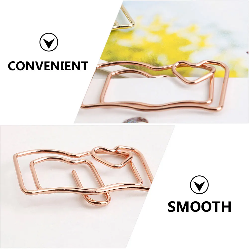 30pcs Book Notes Folder Decorative Stainless Steel Paper Clips Multi-use Document Accessories Office Supplies Mini Exquisite