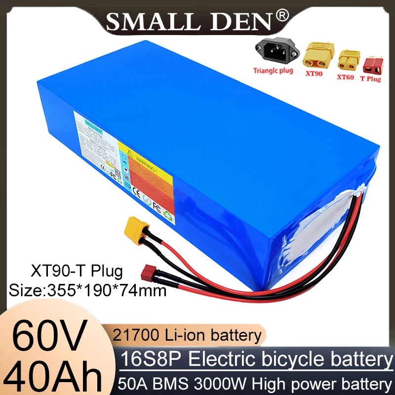 New 60V 21700 16S8P 40000mAh Battery Pack 3000W High Power Battery with Built in BMS Bicycle Motorcycle Lithium ion Battery Pack