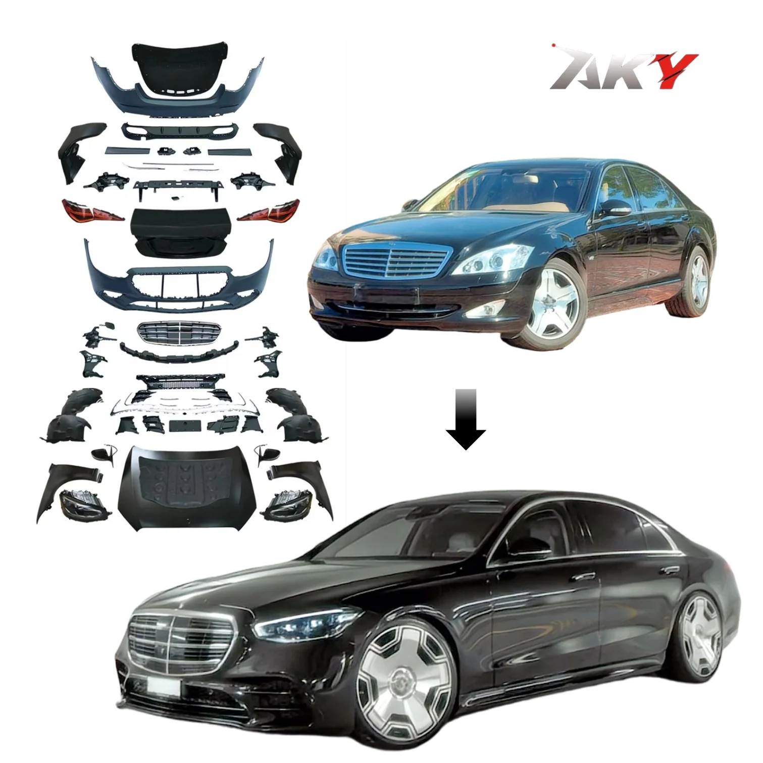 

Body Kits for Mercedes bz S-class W221 Upgrade to W223 S450 Luxury Bodykit 2005-2013 Facelift to 2023 Assemble 1:1 Rear Fender