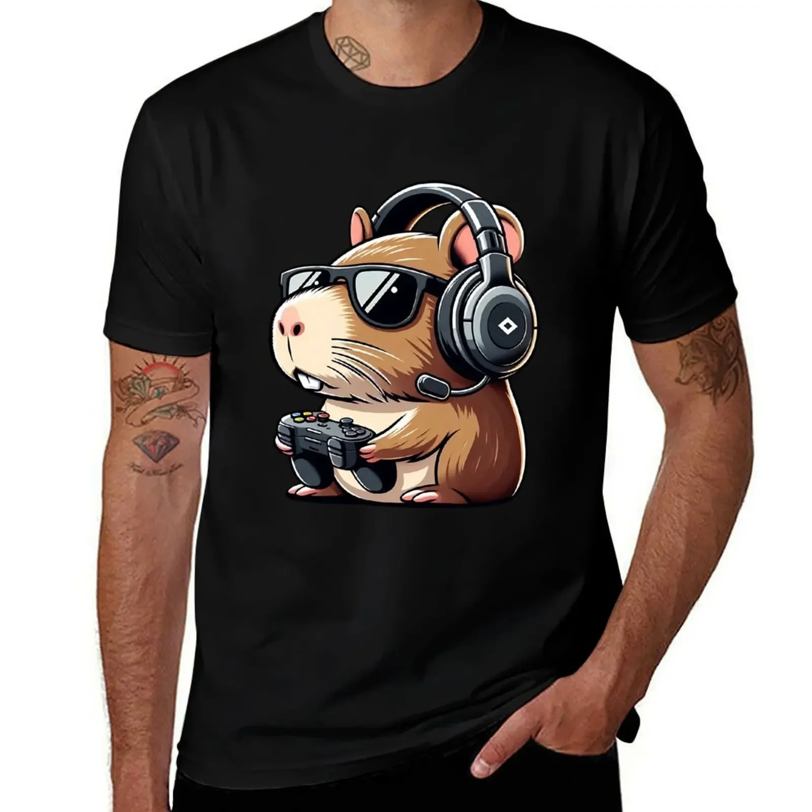 

Funny Capybara Rodent & Video Games T-Shirt essential t shirt summer 2025 graphic t shirts shirts graphic tees mens fashion