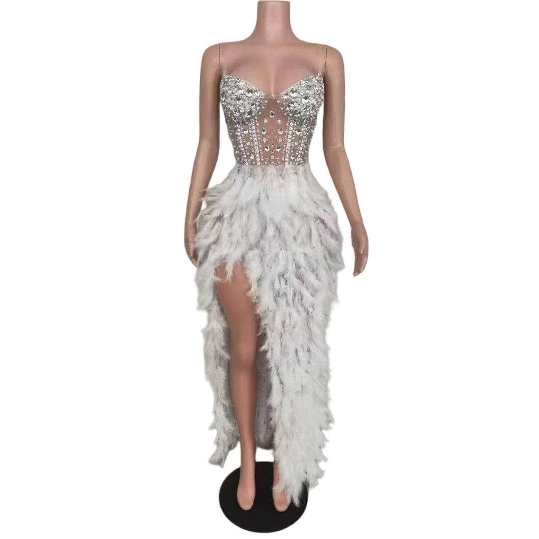 

Drag Queen Outfit Rhinestone Women Birthday Party Glitter Costume S XL Size Performance Wear Evening Dress