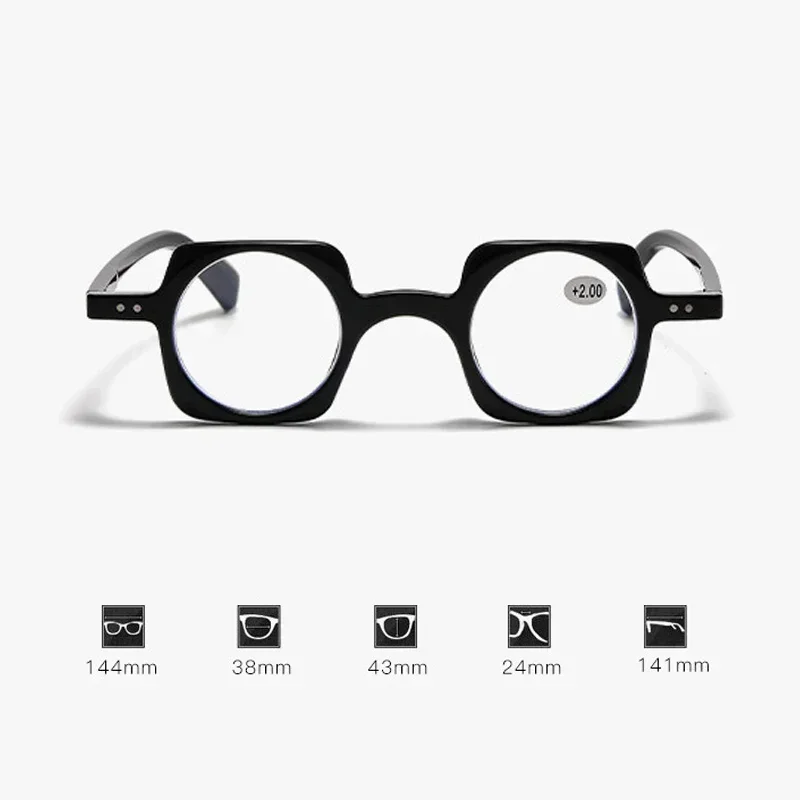 Retro Blue Light Blocking Reading Glasses Men Women Stylish Square Far Sight Eyewear Fashion Irregular Presbyopia Eyeglasses