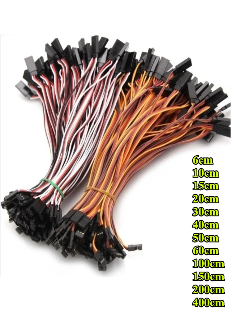 5 pièces/lot 6cm/10/15/20/30/40/50/60/100/150/200/400cm câble d'extension 60 noyaux Servo pour RC Futaba JR mâle à femelle