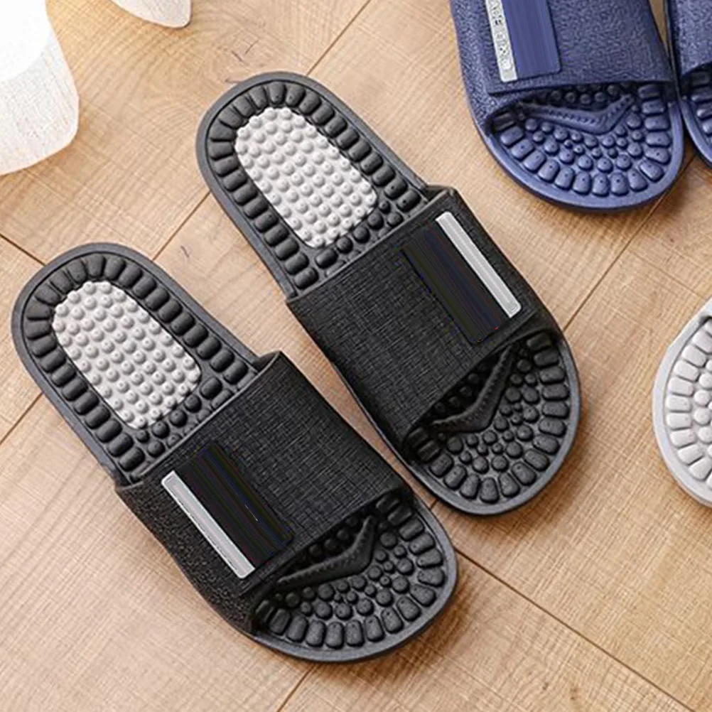 

Massage Slippers Bath Anti-Slip Home Use Black 42-43 Bedroom Bathroom Pool Gift Couples Soft Sole Massage Points Health