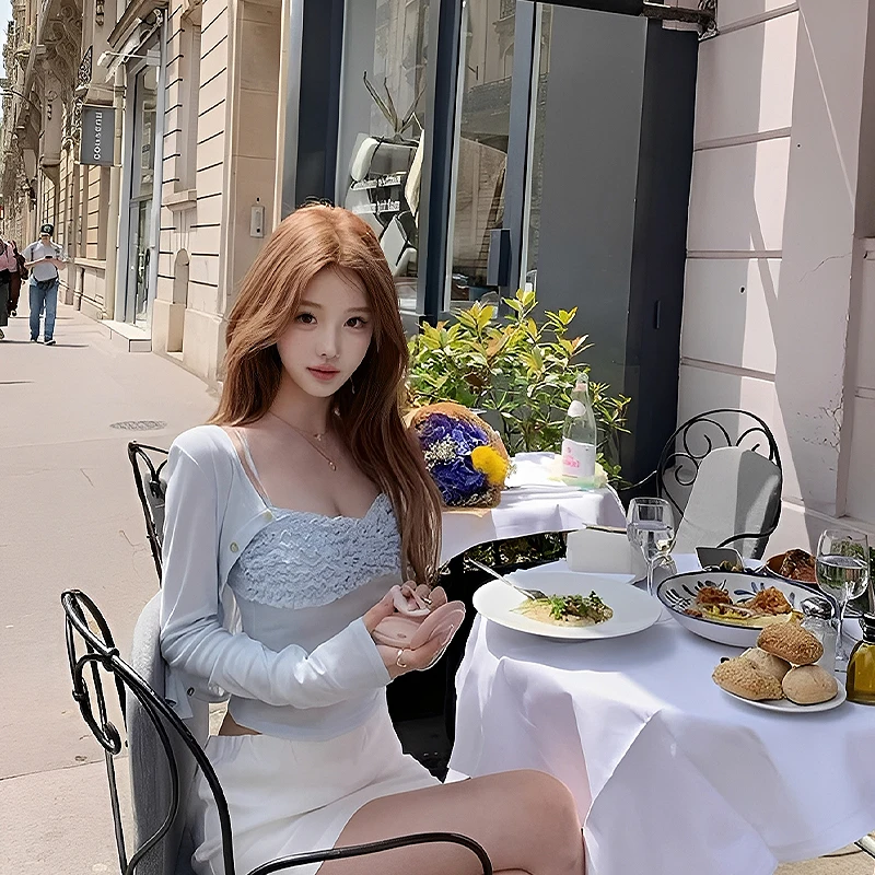 Spliced Mesh Vest Beautiful Back 4 Colors Sweet All-match Summer Sling Tops