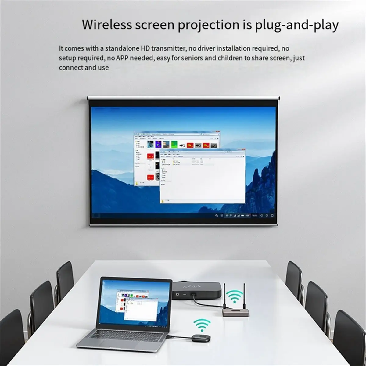 computer Wireless HDMI-Compatible Transmitter Receiver Extende Kit 1080P VGA Video Transceiver TV for Laptop Projector