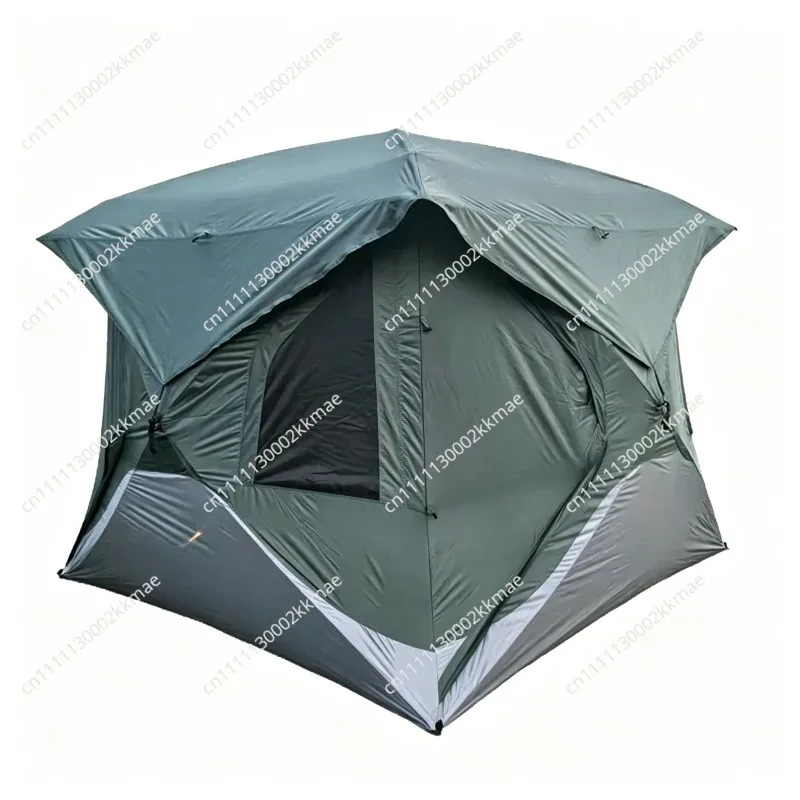 Semi-Automatic Four-Corner Double Layer Tent Waterproof Large Space Portable All-Season Quick Setup Outdoor Camping Tent