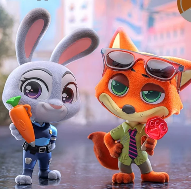 

Hot Toys Genuine Zootopia Judy Nick Flocking Cosbaby Mini Anime Action Figures Collection Model Ornament Statue Set Girls Gifts