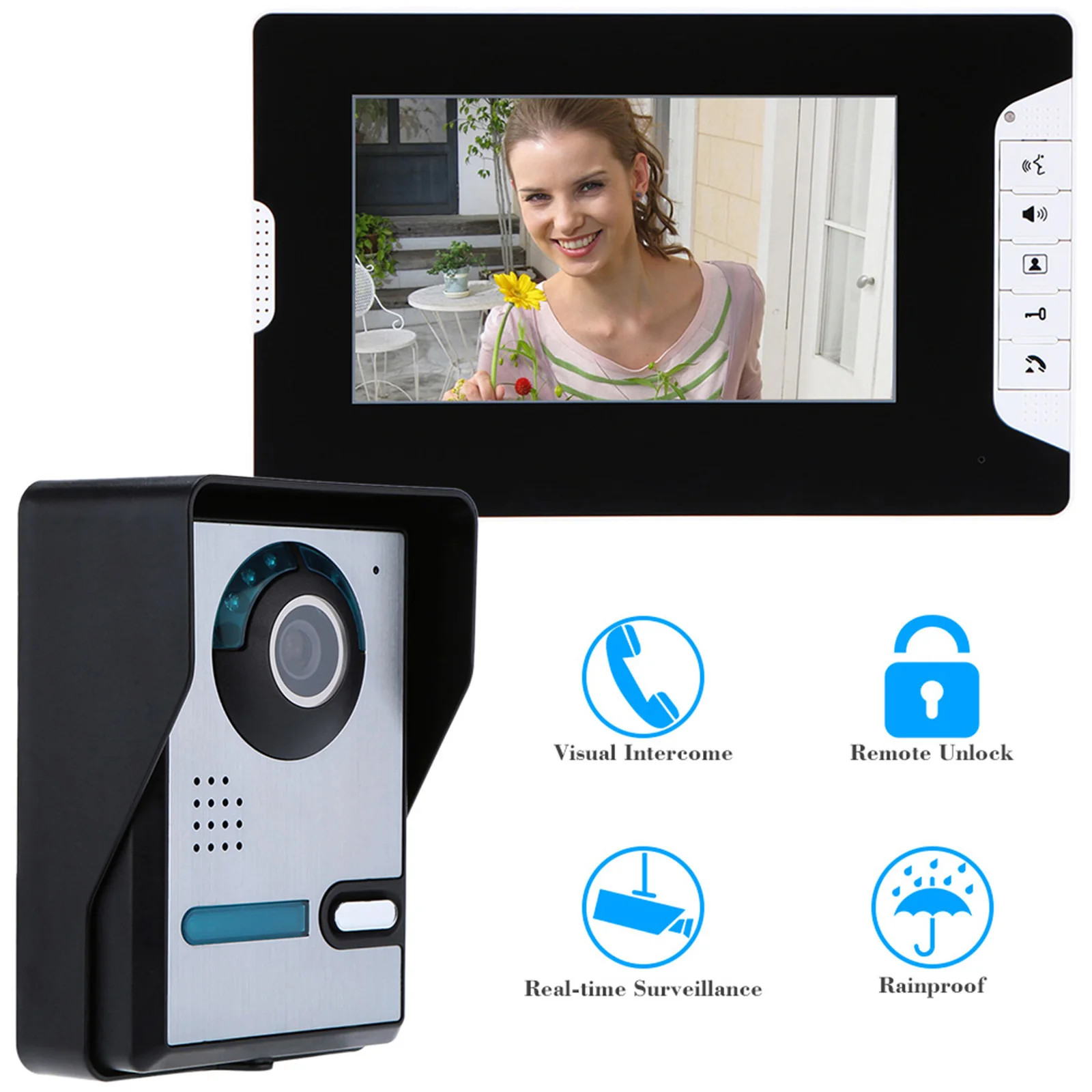 Sistema videocitofonico, sistema videocamera campanello videocitofonico da 7", kit citofonico videocitofonico intelligente campanello per videocamera impermeabile