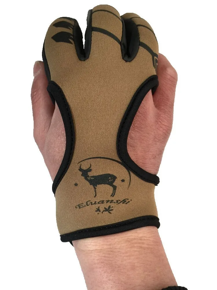 Protettivo 3 dita mano in pelle protezione nera guanto tiro con l\'arco di sicurezza per arco ricurvo tiro con l\'arco balestra caccia con fionda