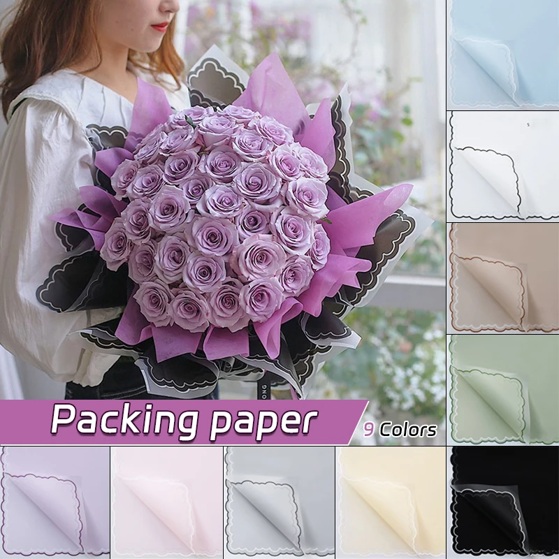 

20pcs 58cm Waterproof Lace-edge Paper Flower Bouquet Wrapping Paper Florist Wedding Birthday Party Gift Packing Decor DIY Crafts