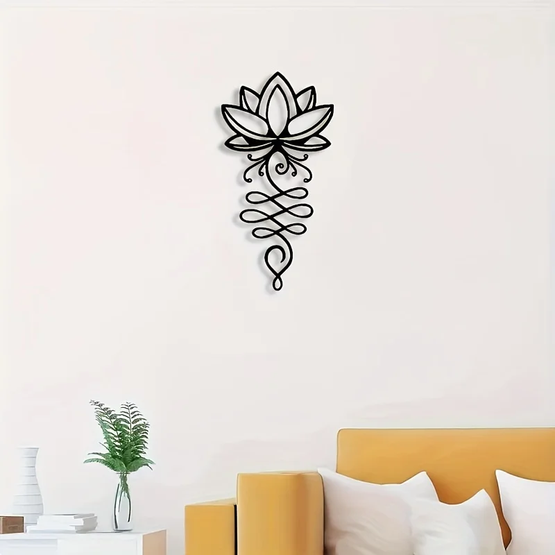 Metal Lotus Wall Decoration Black Lotus Wall Art Hollow Wall Logo Metal Flower Hanging Wall Silhouette Bedroom Decoration